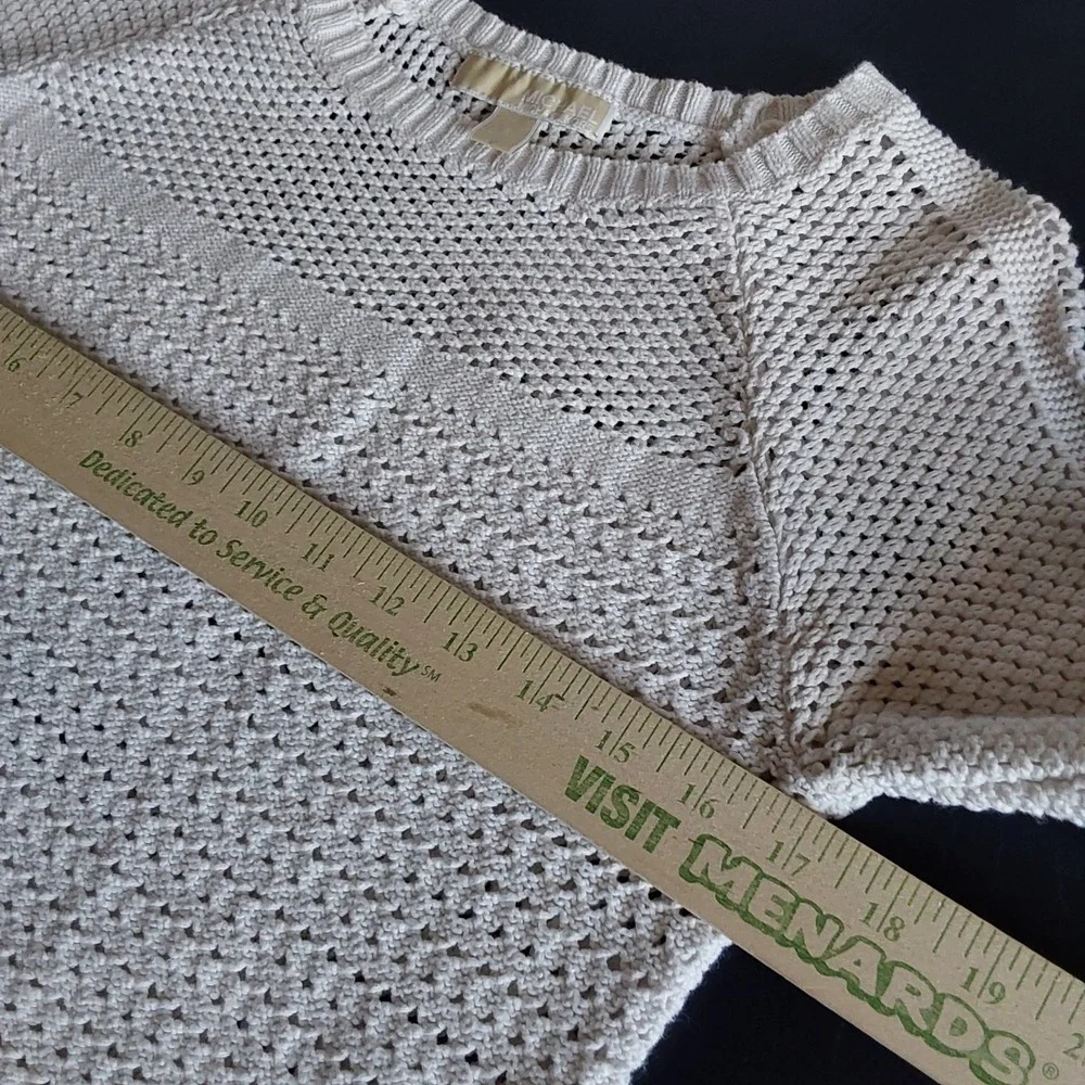 MICHAEL KORS Women's Size Small White Crochet Long‎ Sleeve Knit Sweater